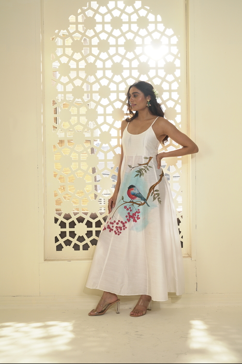 COTTON HAND-PAINTED MAXI DRESS