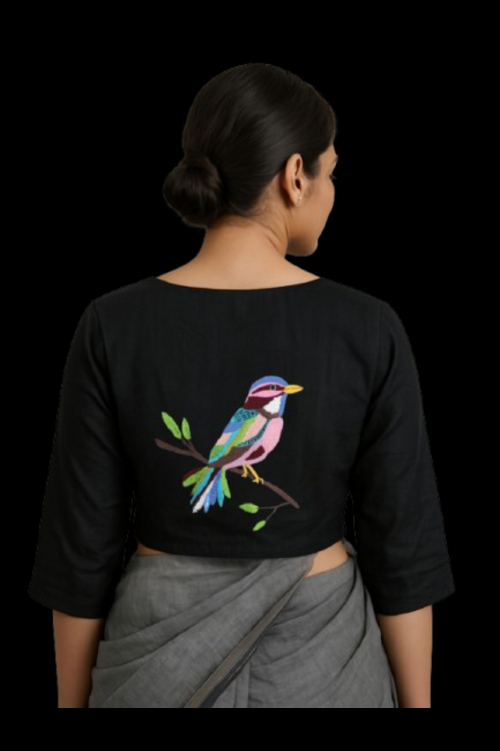 ELEGANT HAND EMBROIDERED BLOUSE IN PURE COTTON FABRIC 