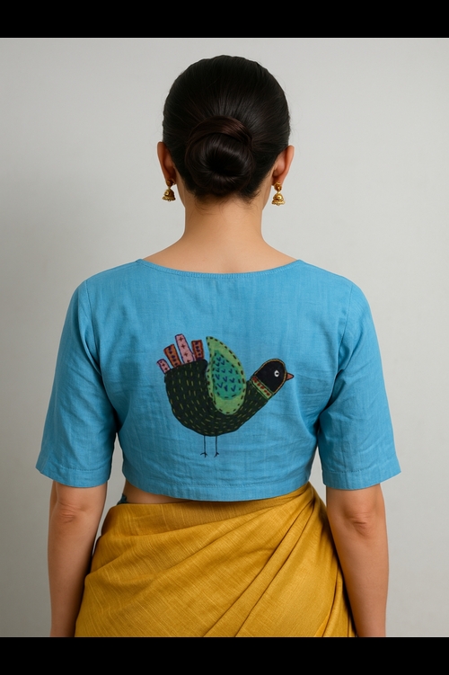 ELEGANT HAND EMBROIDERED BLOUSE IN PURE COTTON FABRIC 