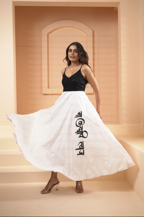 COTTON HAND-PAINTED MAXI DRESS