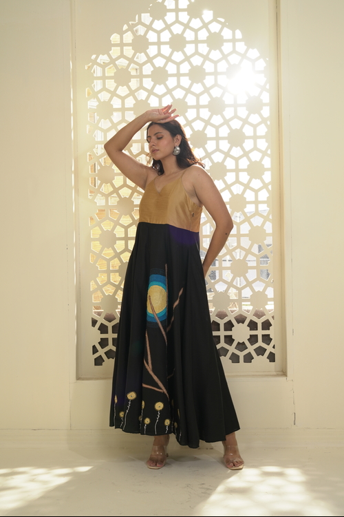 COTTON HAND-PAINTED MAXI DRESS
