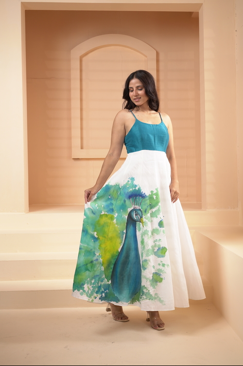 COTTON Hand-painted Maxi Dresss
